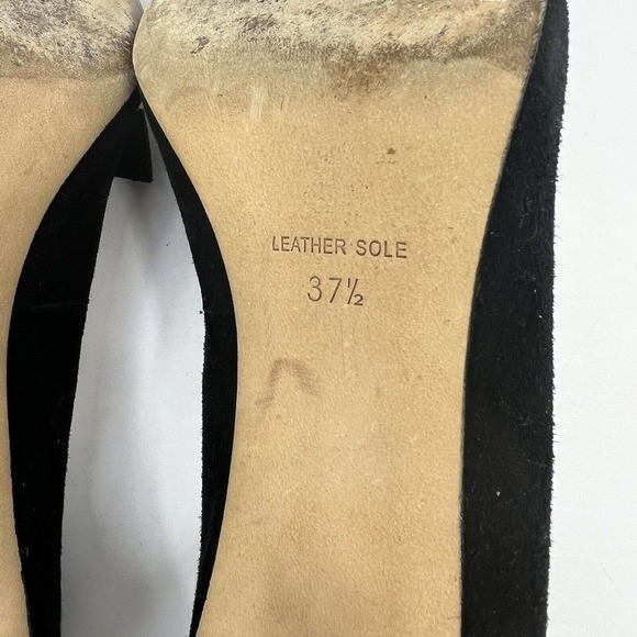 Plenty by Tracy Reese Black Suede Ruffle Bow Heels Size 37.5 US 7.5 - Picture 9 of 9